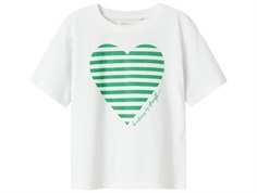 Name It t-shirt white with green striped heart